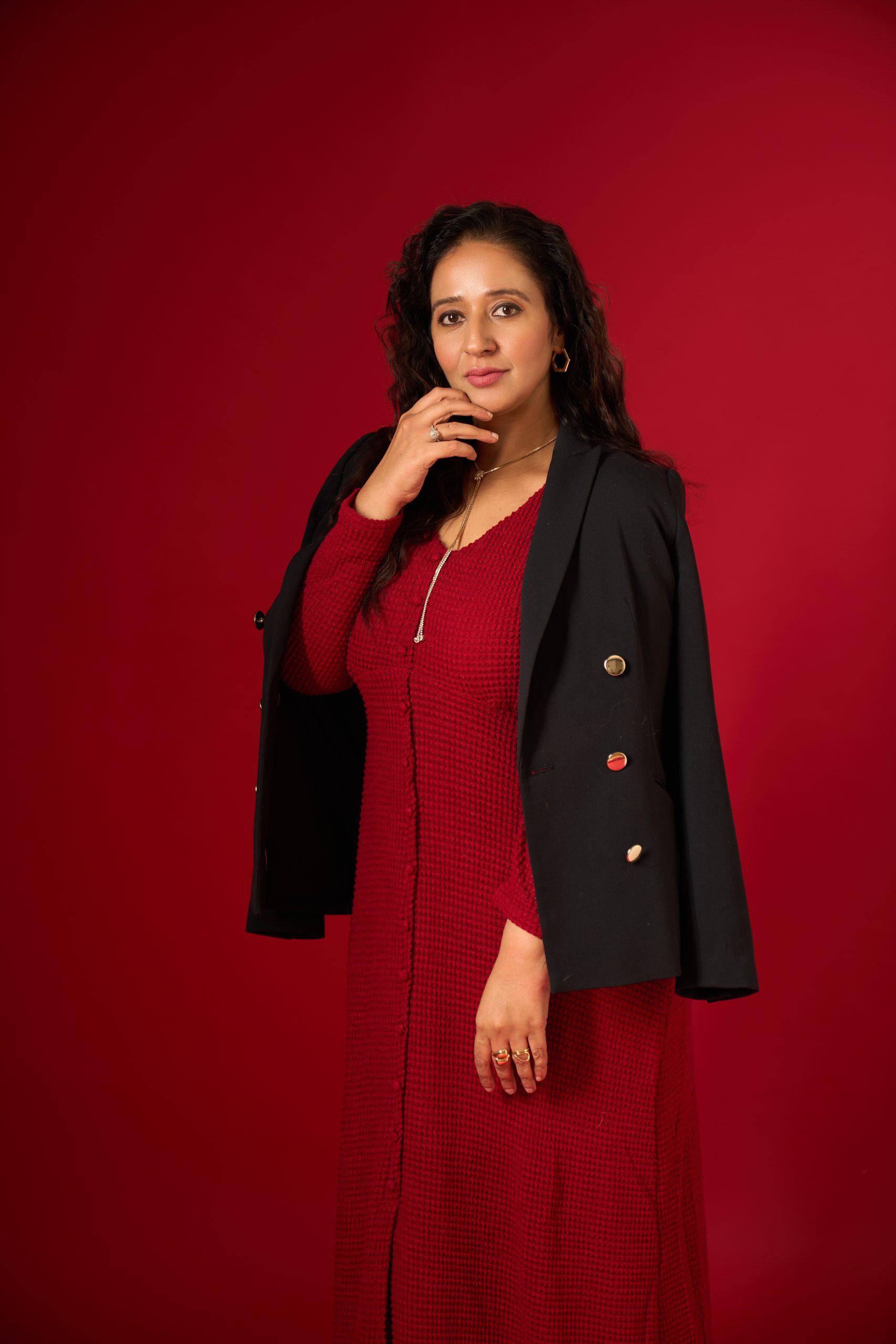 Simrat-with-red-dress-blazer